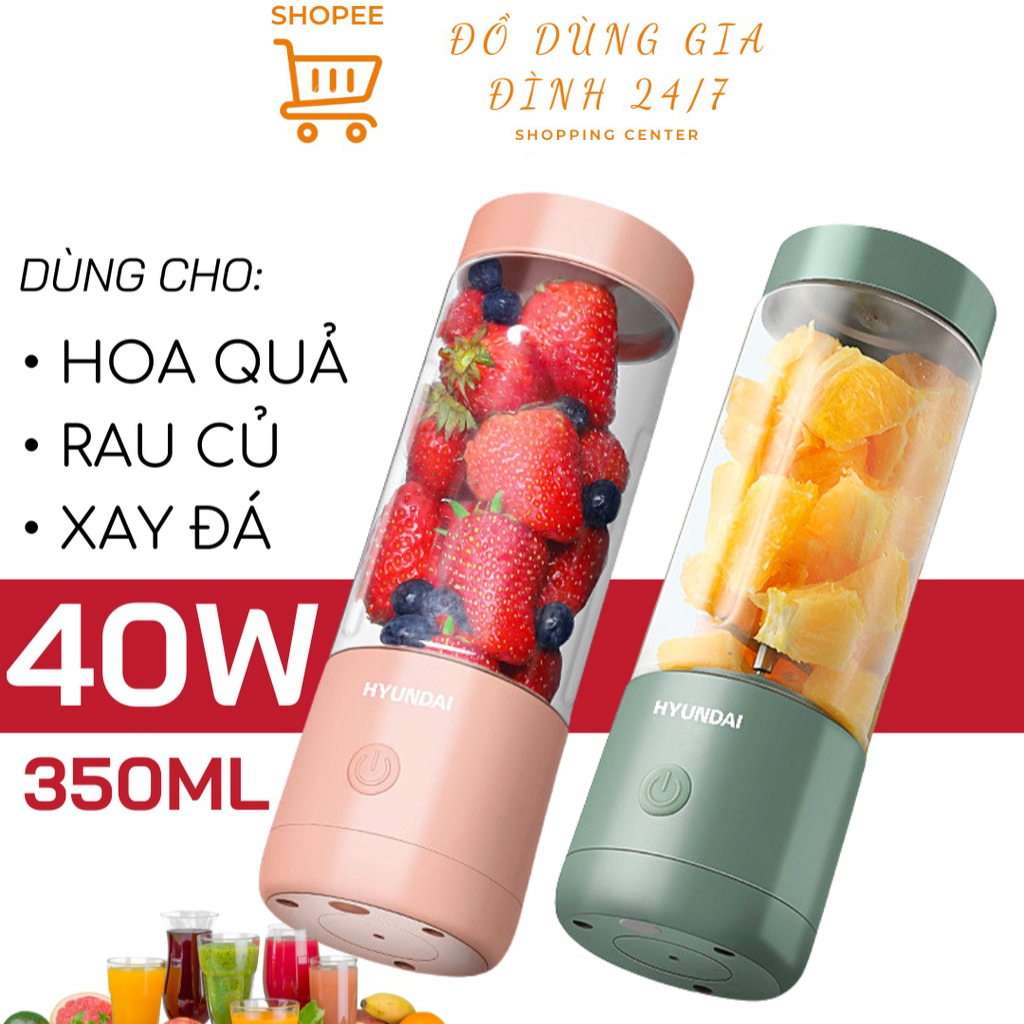 Máy Xay Sinh Tố Cầm Tay HYUNDAI 4 Lưỡi, Công Suất Lớn Sạc Tích Điện - Máy Xay Đa Năng HYUNDAI