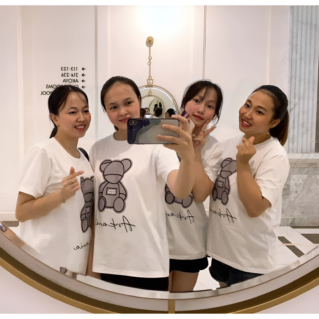 Áo thun gia đình 3/4/5 người mẫu Gấu dễ thương giá rẻ chất cotton dày dặn, mềm mịn