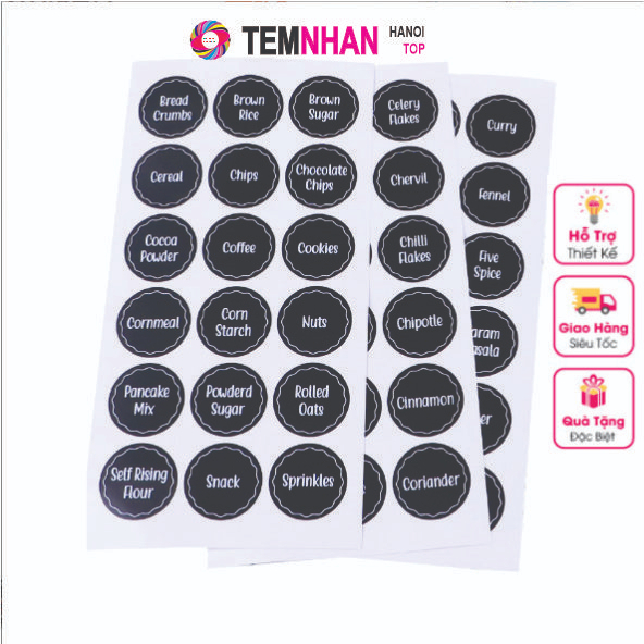 100 tem/tập Tem nhãn dán theo yêu cầu 30mm