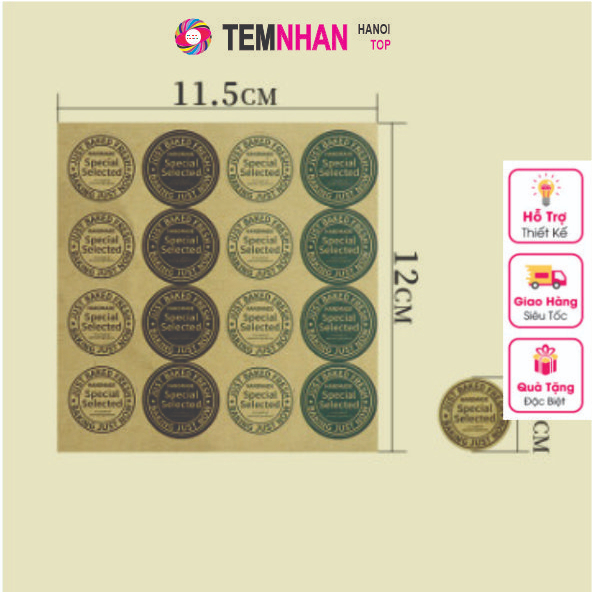 100 tem/tập Tem nhãn dán theo yêu cầu 30mm