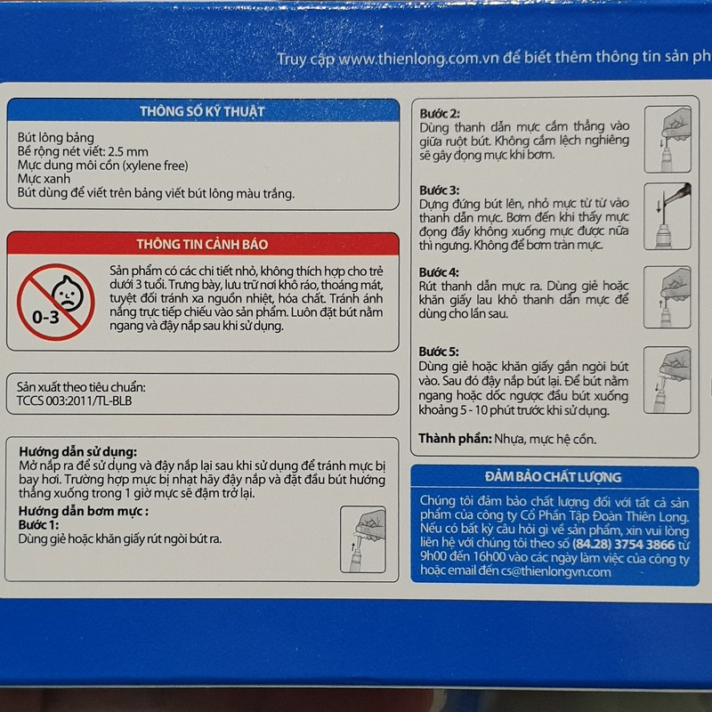 Mực Châm Bút Lông Bảng Thiên Long WBI - 01 Châm Cho  WB 02, WB03  -Văn Phòng Phẩm Phát Đạt