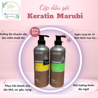 Dầu gội và dầu xả tóc bóng mượt keratin marubi 750 ml
