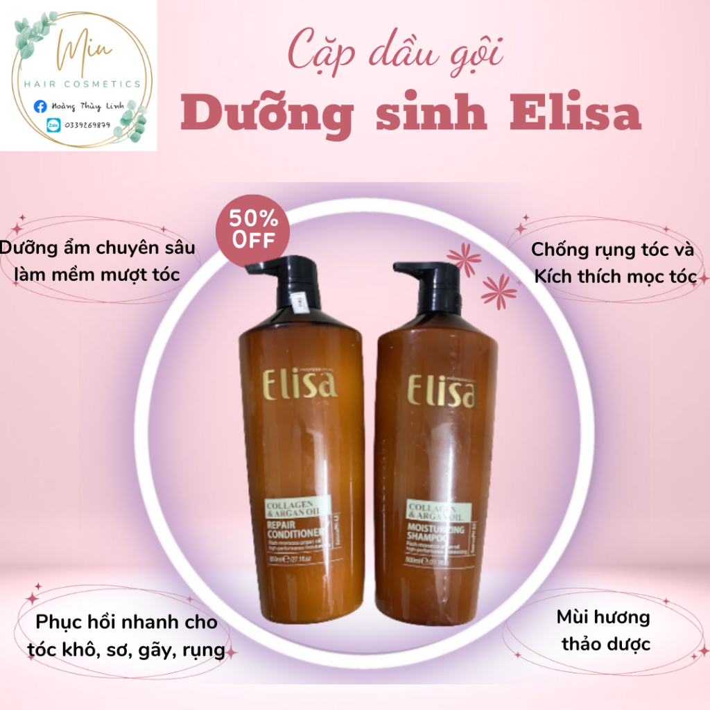 Dầu gội xả dưỡng sinh ELISA 800ml x2