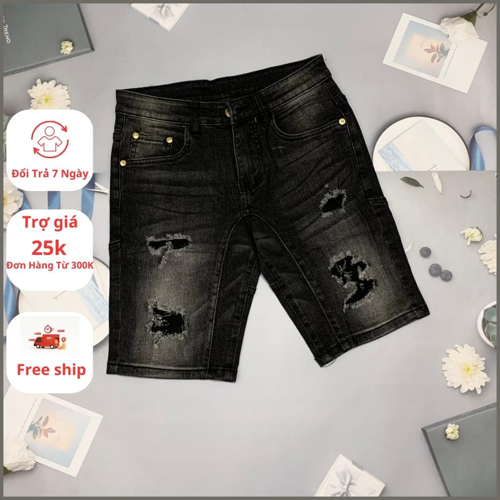 Quần short jean bò nam rách đẹp 3 màu cao cấp, quần ngố bò phong cách sành điệu