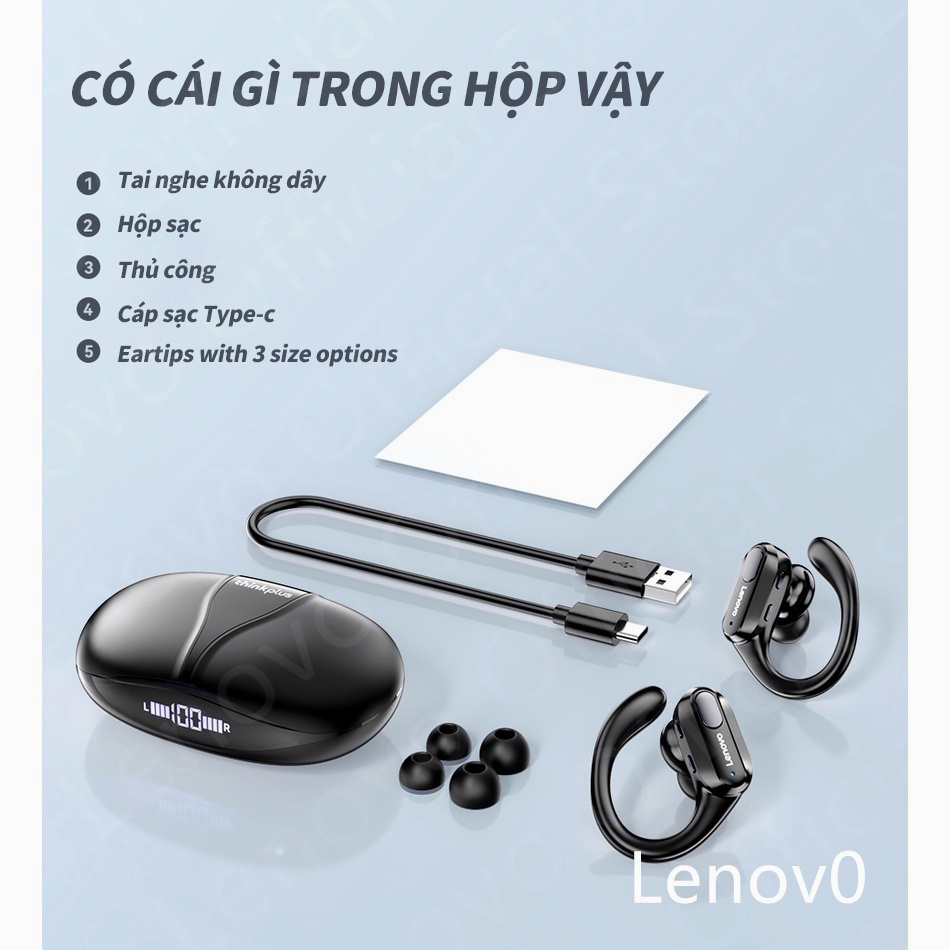 Tai nghe thể thao bluetooth không dây Lenovo thinkplus XT80 Giảm tiếng ồn TWS âm thanh nổi HiFi gắn tai Có Mic