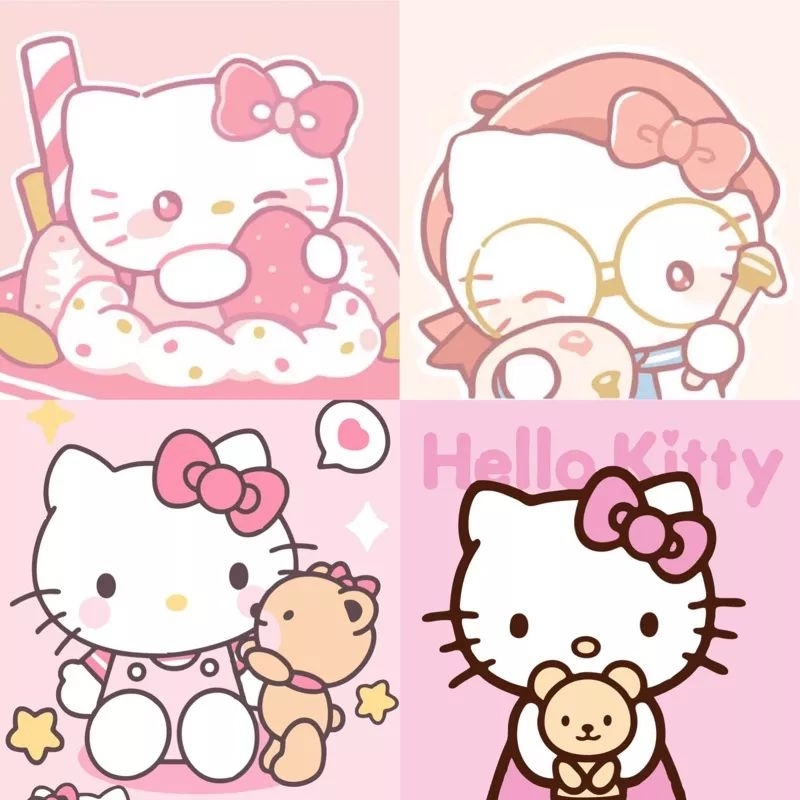 TRANH TÔ MÀU THEO SỐ màu sơn dầu số hoá hình hello kitty 20*20cm