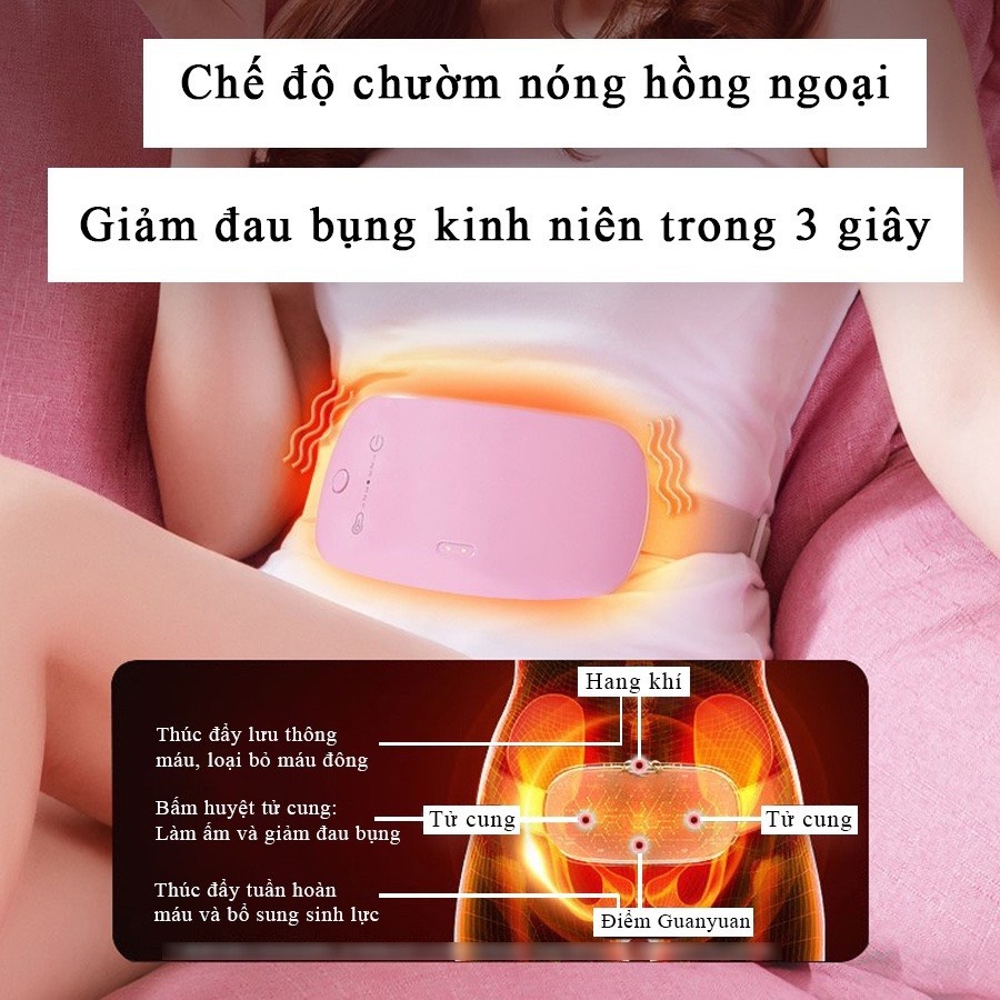 Máy chườm bụng kinh massage giảm đau, Đai massge chườm nóng đa chức năng