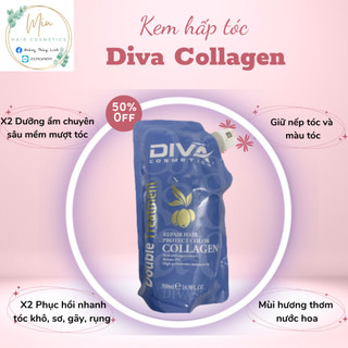 Hấp dầu phục hồi collagen diva repair hair protect color 500ml hàng công ty