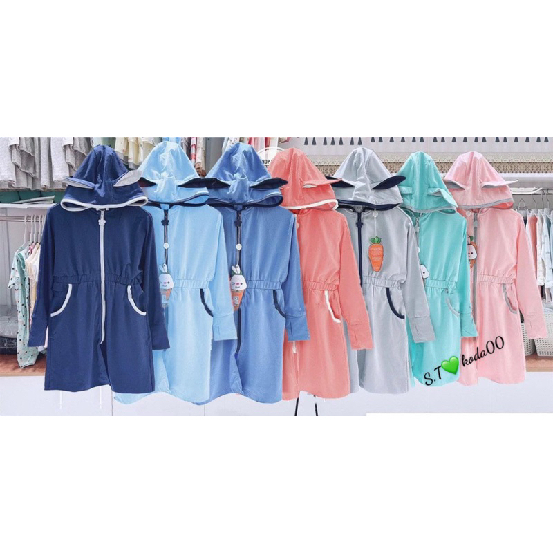 Áo chống nắng cho bé trai va be gai co tai thỏ cực xinh thích hợp cho những mùa nắng nóng ntn size 15-30kg