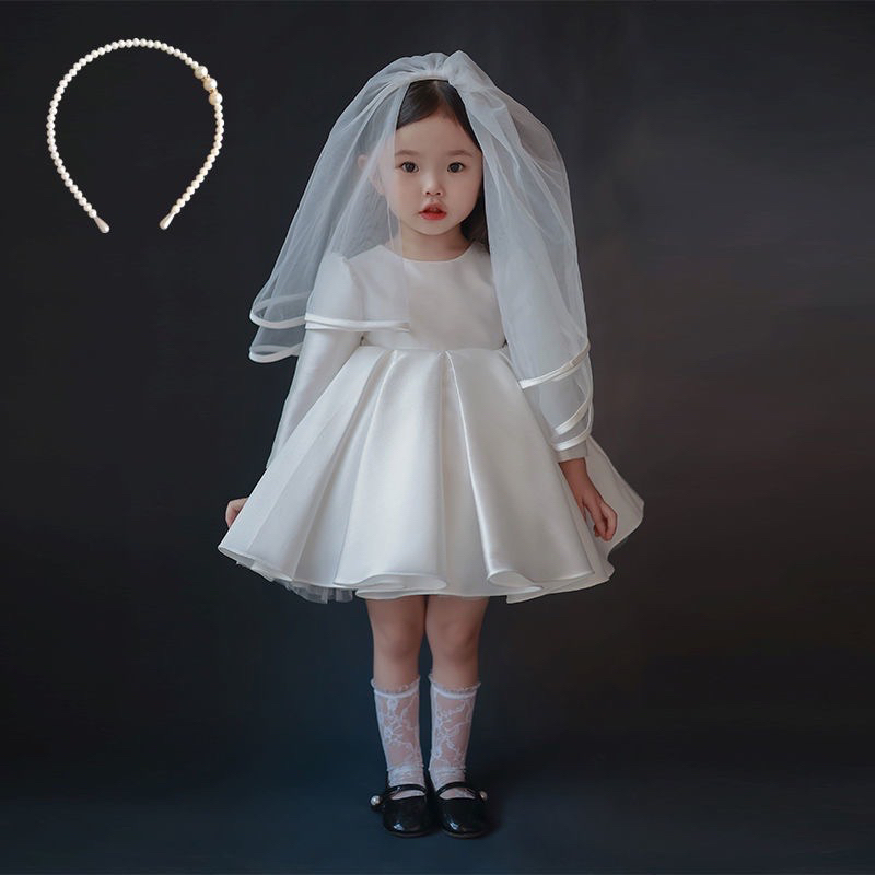 Đầm công chúa trơn dài tay 🐣ngắn tay  phồng xinh cho bé gái kèm cài 🐣