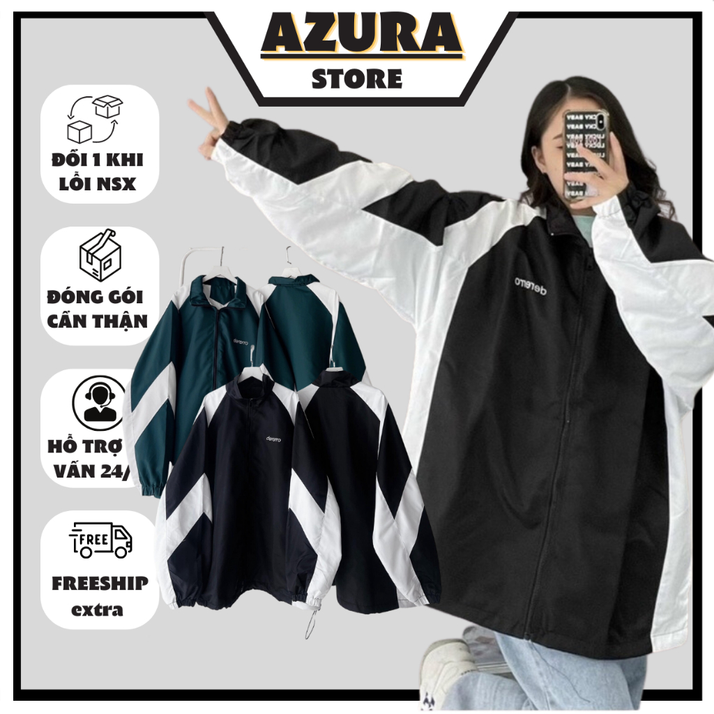 ( chính hãng) Áo Khoác Dù 2 Lớp Nam Nữ Chữ In DERERO - Azura Store