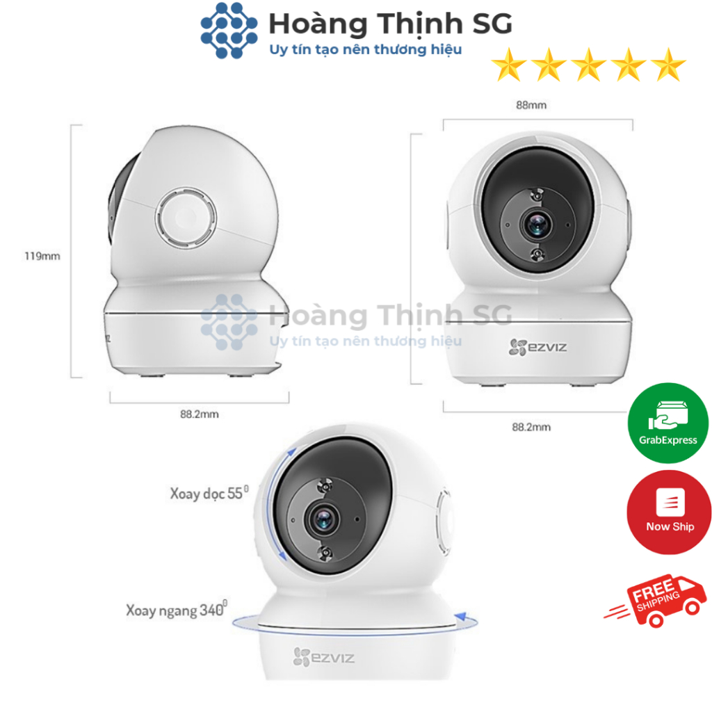 Camera Wifi EZVIZ C6N 2Mpx HD1080p, Xoay 360, đàm thoại 2 chiều, camera trong nhà C6N 2Mpx bảo hành 24 tháng