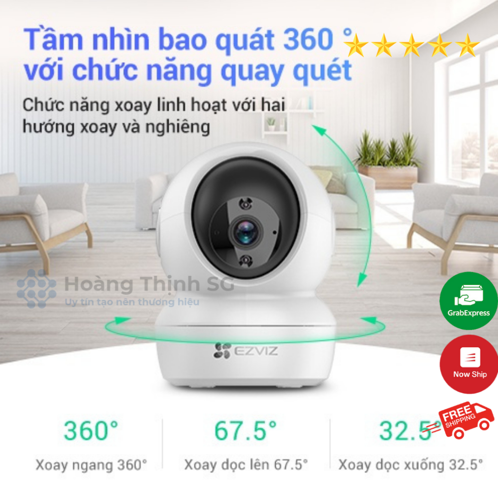 Camera Wifi EZVIZ C6N 2Mpx HD1080p, Xoay 360, đàm thoại 2 chiều, camera trong nhà C6N 2Mpx bảo hành 24 tháng