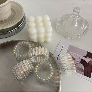 Dây buộc tóc sợi xoắn trong suốt, dây cột tóc dây điện trong suốt ánh nhũ - K187