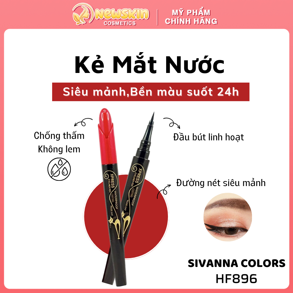 Kẻ mắt nước siêu mảnh Sivanna Color Deep Black Xpress Rose Cat Eyeliner Pen WaterProof