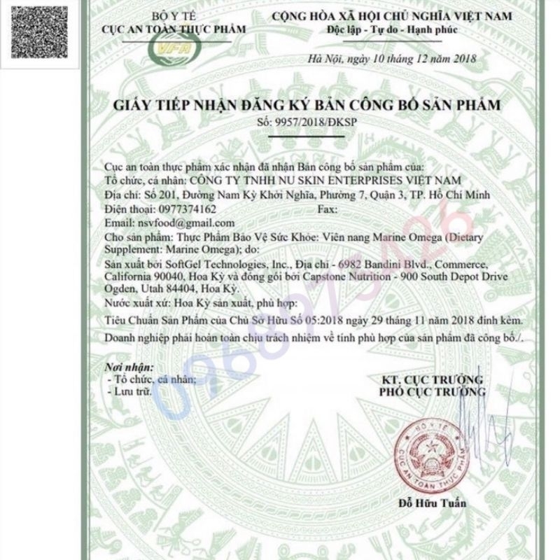 Thực phẩm bảo vệ sức khỏe Marine Omega Nuskin hỗ trợ sáng mắt, đẹp da, trí não 120 viên