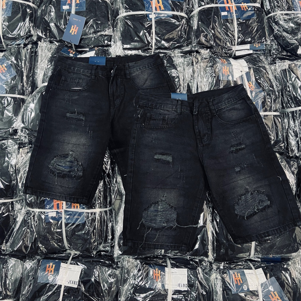 Mua (CÓ VIDEO)Quần short jean nam vải Denim co dãn rách form thêu LOGO ...