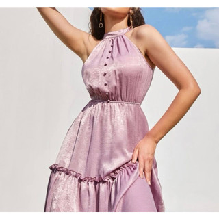 Đầm tiệc cổ yếm lilac