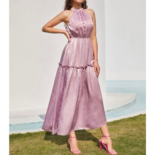 Đầm tiệc cổ yếm lilac