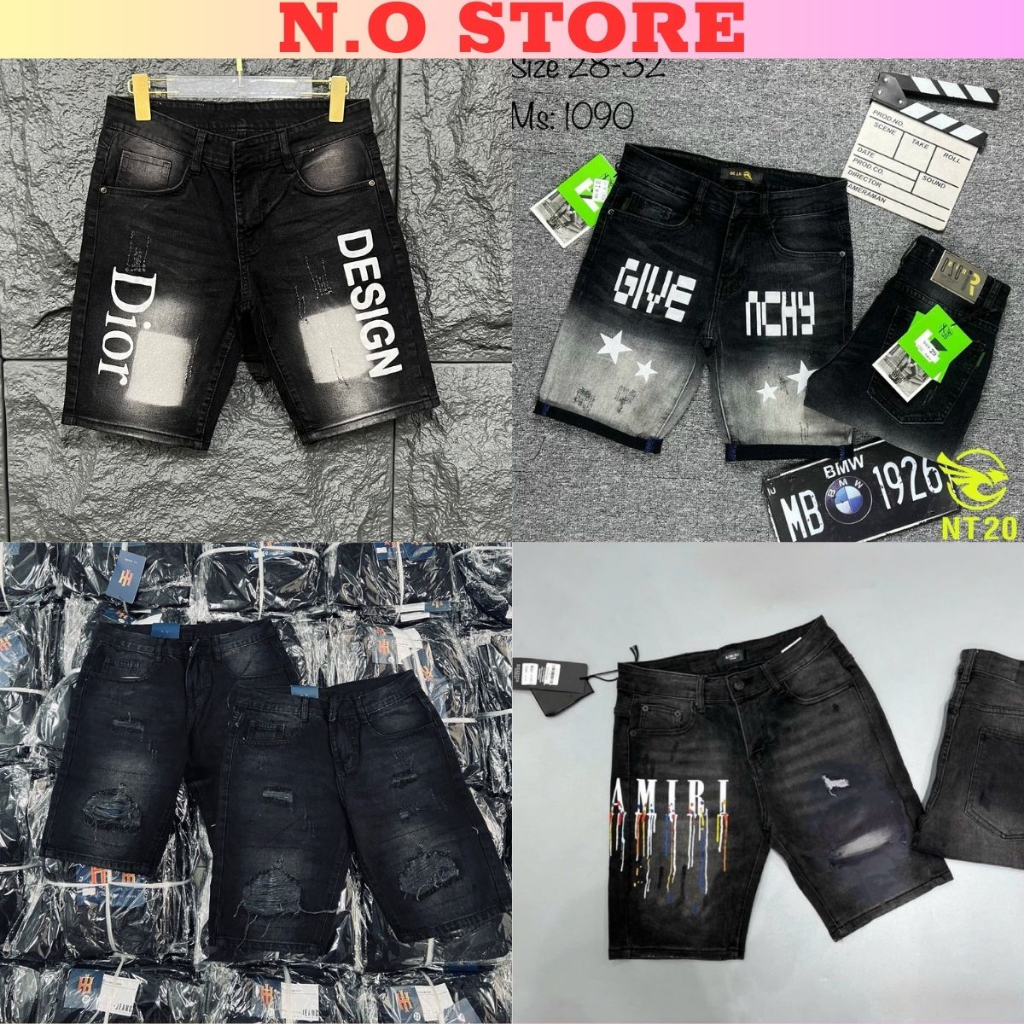 (CÓ VIDEO)Quần short jean nam vải Denim co dãn rách form thêu LOGO chuẩn form co dãn trẻ trung N.O_STORE