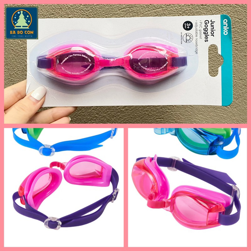 [ CHÍNH HÃNG ] Kính bơi trẻ em Anko size 3-6 tuổi, điều chỉnh được cầu kính và dây kính, chống tia UV 100%