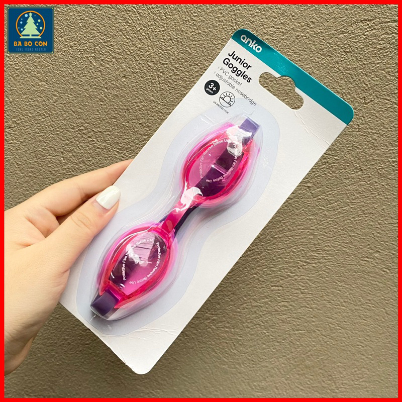 [ CHÍNH HÃNG ] Kính bơi trẻ em Anko size 3-6 tuổi, điều chỉnh được cầu kính và dây kính, chống tia UV 100%