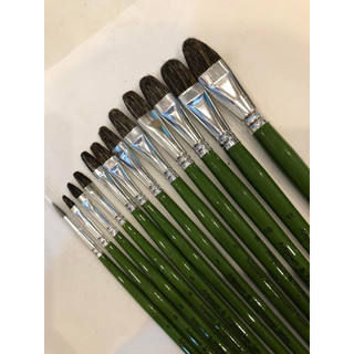 Bộ cọ lông chồn 12 cây cán xanh loại tốt vẽ màu Acrylic, sơn dầu