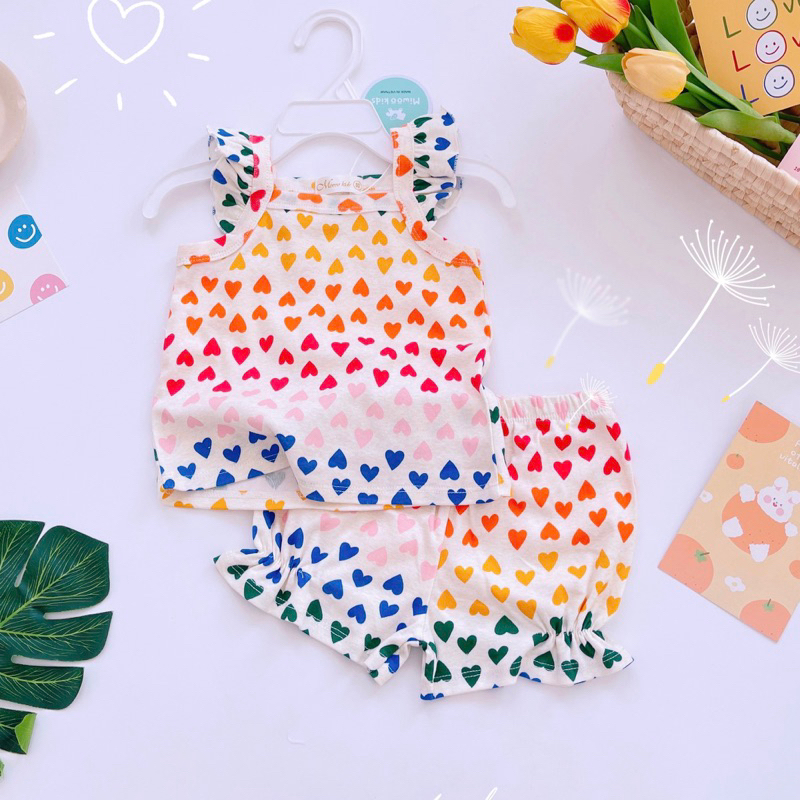 Đồ bộ 2 dây cánh tiên bèo bé gái xuất Nhật Miwoo