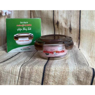 Hộp thủy tinh chịu nhiệt tròn nấp nâu 620ml quà tặng từ sữa anlene