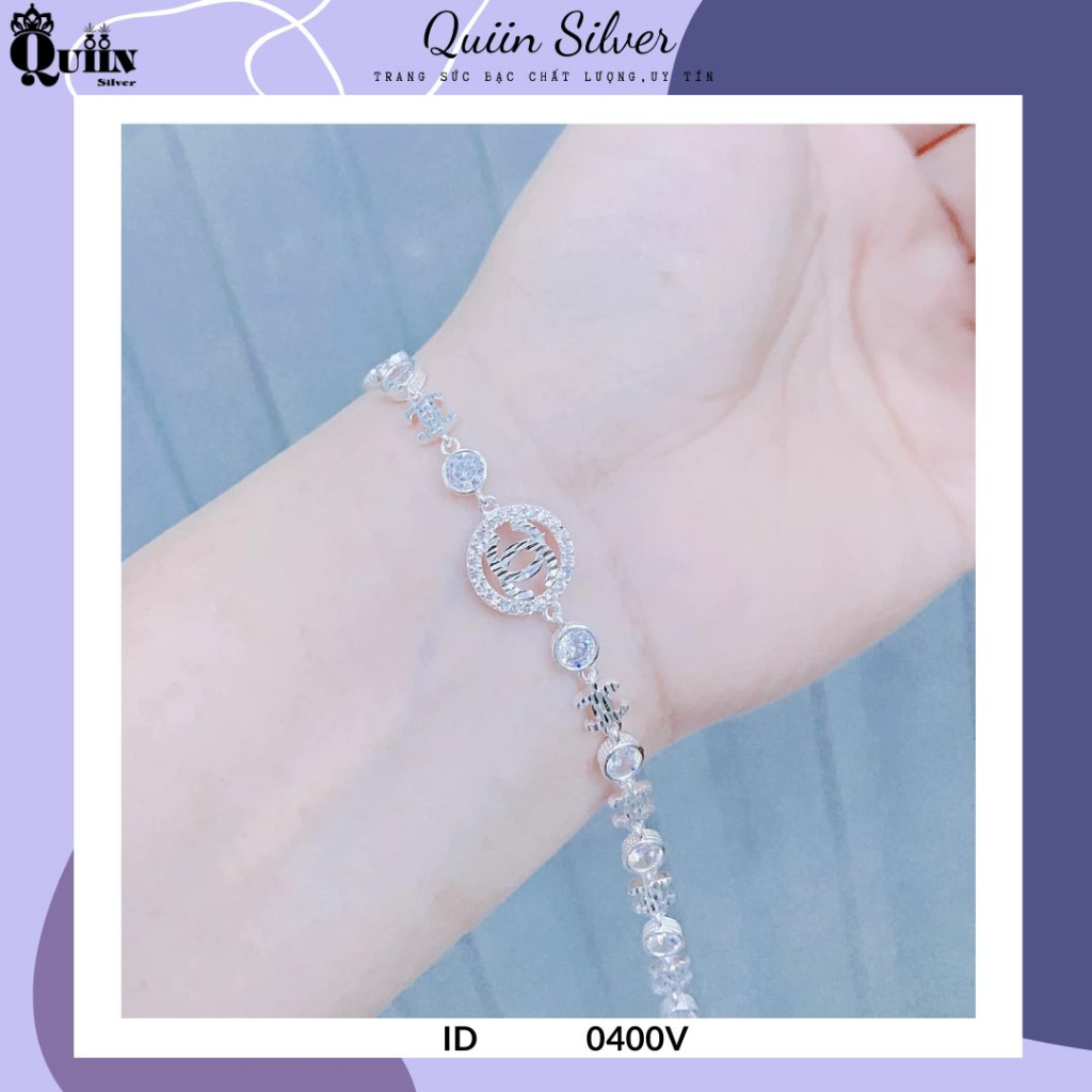 Vòng tay/Lắc tay bạc ta, bạc S925 Quiin - Hình logo Chan nel C h a n e l dành cho nữ 0400V