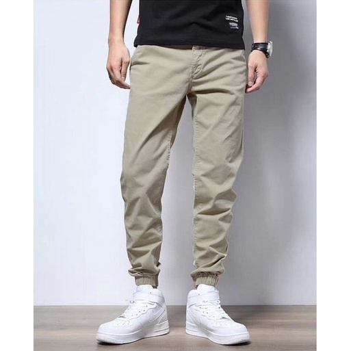 Jogger Kaki Nam Vicenzo Ống Đứng Cạp Chun Bo Gấu Vải Cotton Mềm Sau Giặt, Quần Jogger Kaki Lưng Thun Bo Gấu Cao Cấp