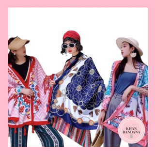 Khăn choàng boho hong cách vintage du lịch biển