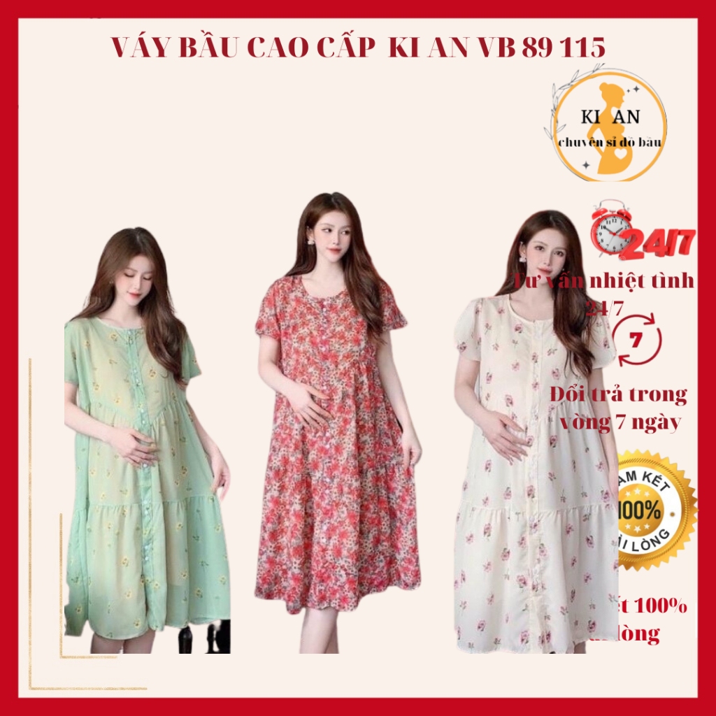 Váy bầu cao cấp 2023💕đầm bầu chất Hàn nhập khẩu cao cấp💕thoáng mát vô cùng❤️thiết kế chanh xả, Free size VB68