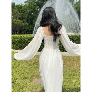 COLUS - Đầm von trắng tay phồng