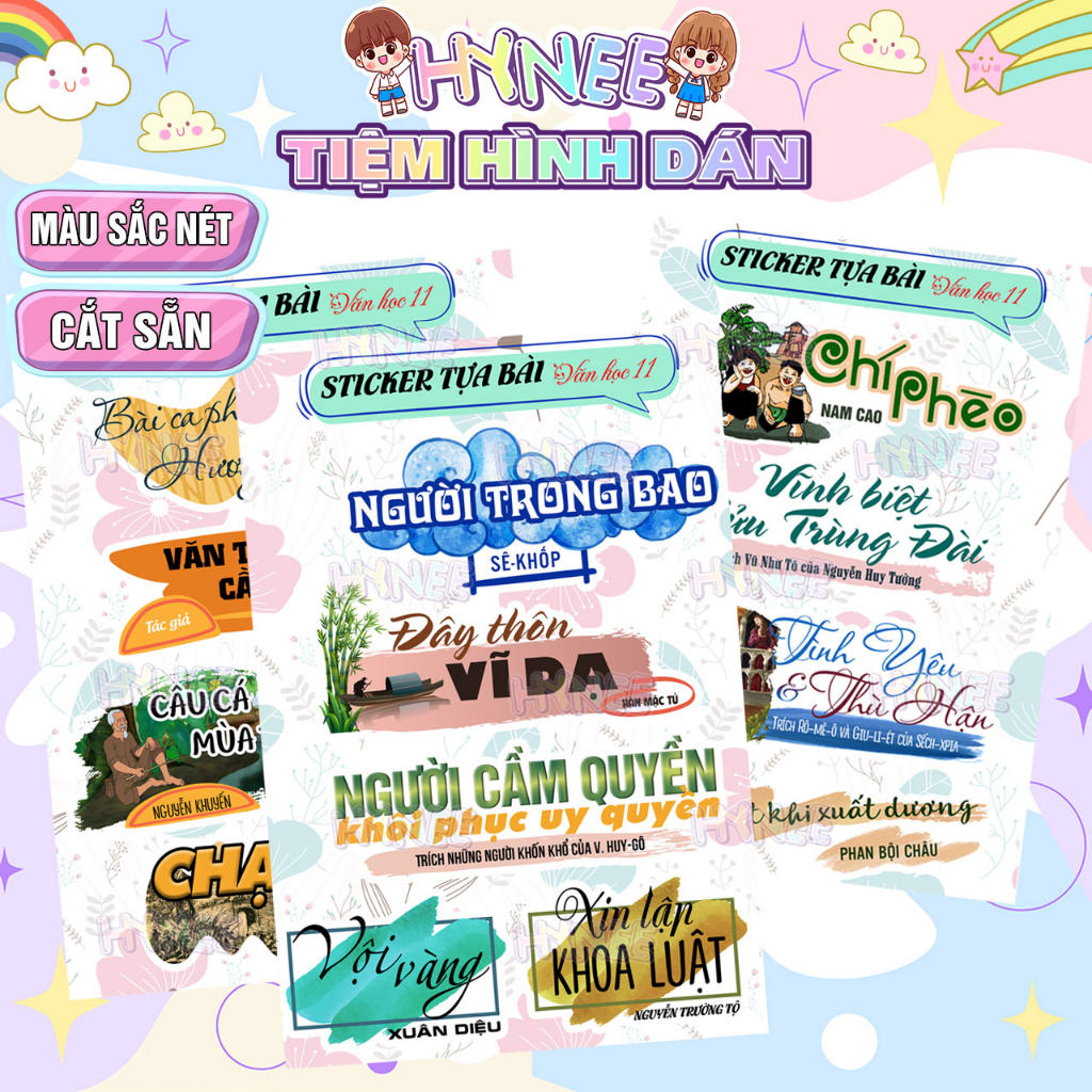 Sticker Văn Học 11 Tiện Lợi - Nhãn Dán Tựa Bài Ngữ Văn Lớp 11 - Decal Dán Tiêu Đề Môn Văn Cấp 3 THPT - HYNEE