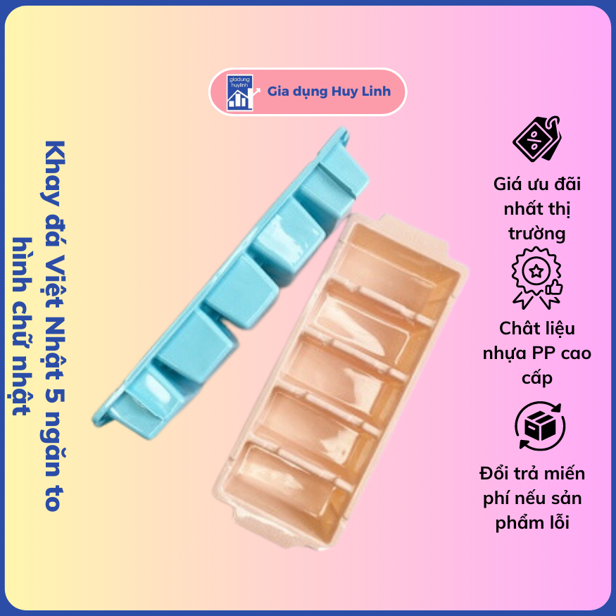 Khay đá Việt Nhật 5 ngăn to hình chữ nhật 6965 (KD05)
