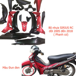 [TẶNG TEM XE NÈ] Bộ dàn áo Loại Phanh Cơ  xe Sirius RC Đỏ Đun Đen  nhựa ABS nguyên sinh cao cấp - S1398