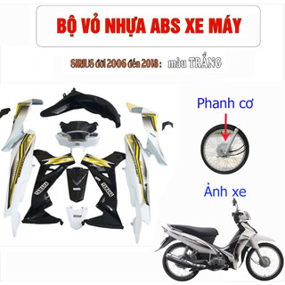 Dàn áo xe SIRIUS Loại Phanh Cơ nhựa ABS nguyên sinh cao cấp màu TRẮNG, tặng kèm bộ tem theo xe