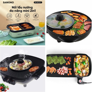 [FREESHIP] BẾP NỒI LẨU NƯỚNG HÌNH TRÒN, VUÔNG, CHỮ NHẬT - 2 NGĂN MINI SAMONO MCG1L, LOTOR DKLM15A1 ĐA NĂNG