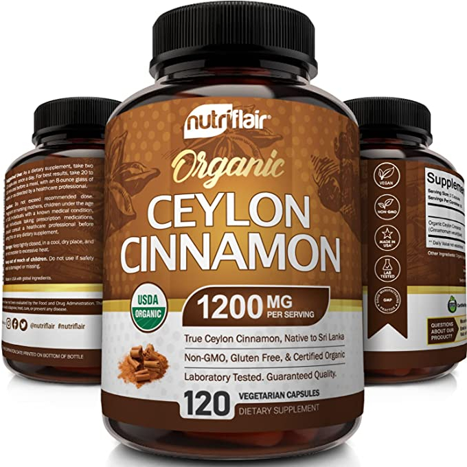 Nutriflair Organic Ceylon Cinnamon 1200mg - Viên uống kiểm soát cân nặng, ổn định đường huyết từ Quế