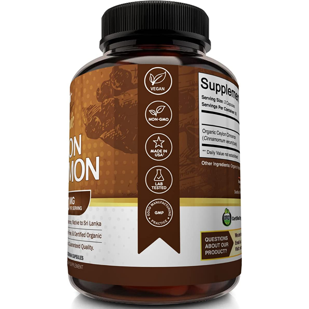 Nutriflair Organic Ceylon Cinnamon 1200mg - Viên uống kiểm soát cân nặng, ổn định đường huyết từ Quế