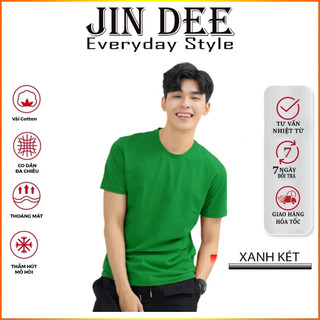 Áo thun Xanh két Form unisex tay ngắn cổ tròn chất mềm mịn - Áo thun trơn JinDee