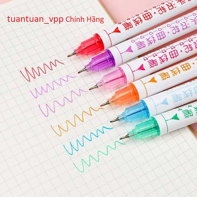 Bút đánh dấu đường cong 2 đầu / Bút Highlight trang trí viền Họa Tiết Hoa Graffiti - 1 Cây