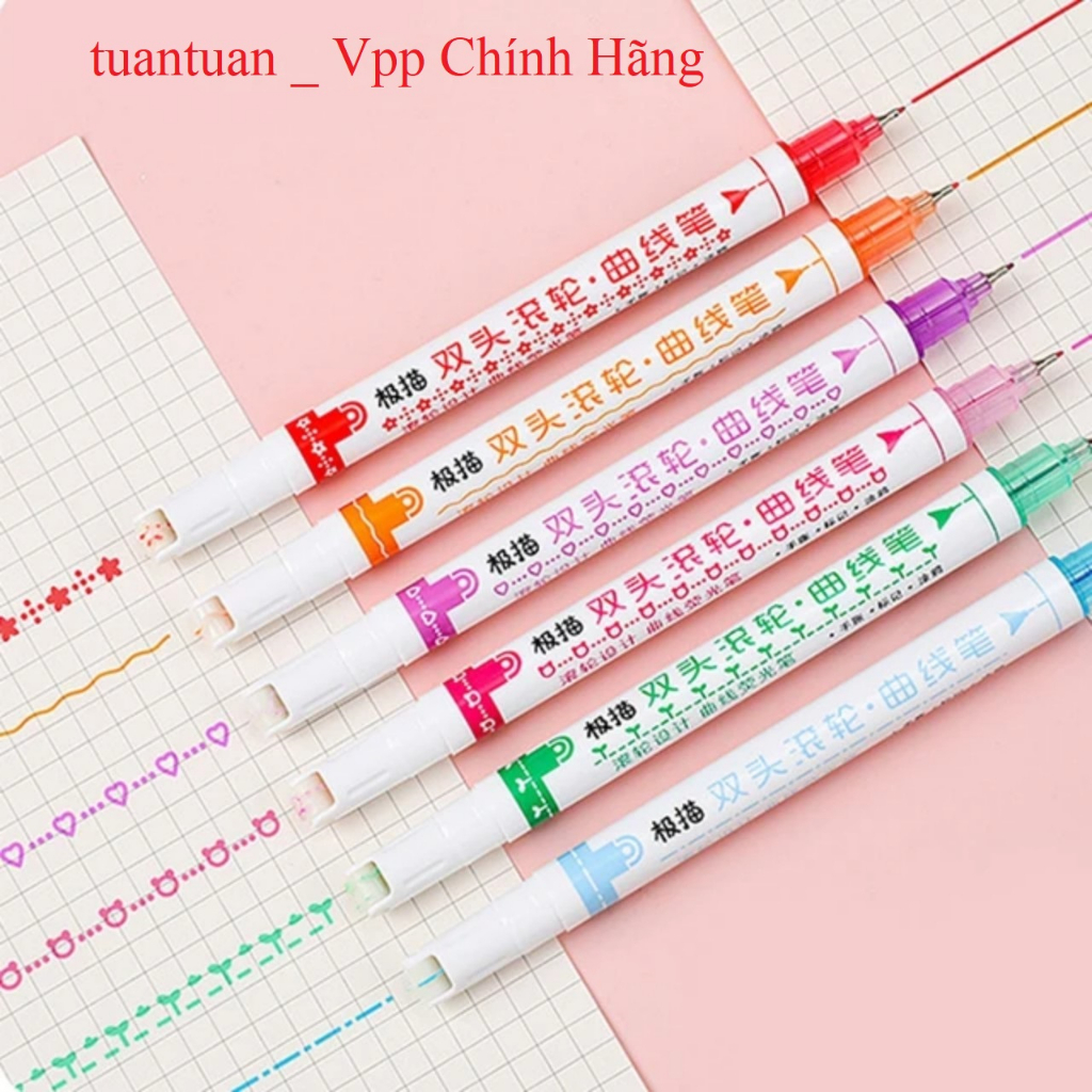 Bút đánh dấu đường cong 2 đầu / Bút Highlight trang trí viền Họa Tiết Hoa Graffiti - 1 Cây