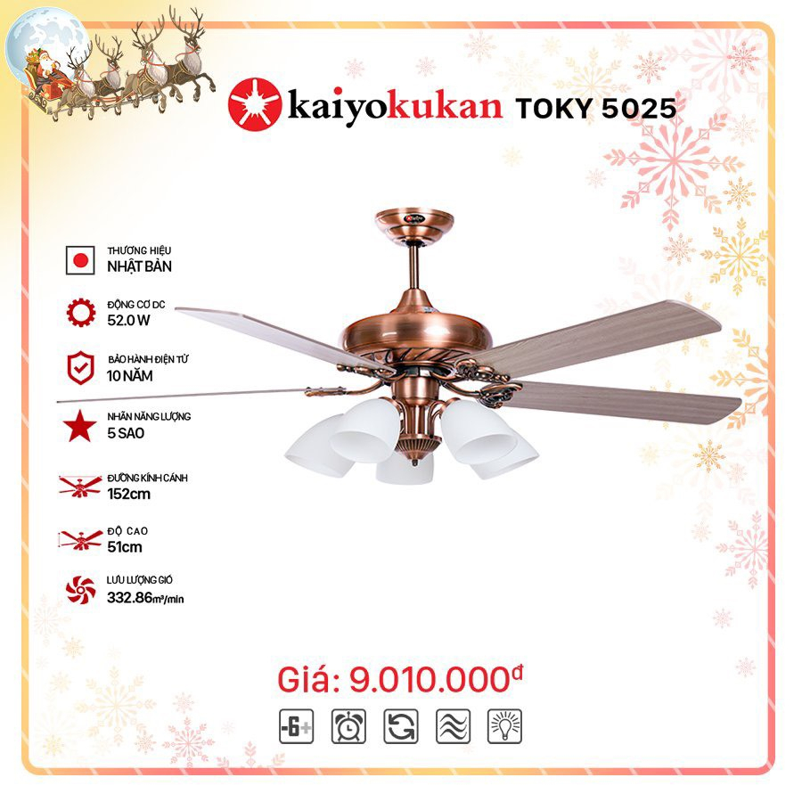 Quạt trần đèn Nhật Bản mạ đồng cánh gỗ 4 chao đèn trang trí nhà cửa