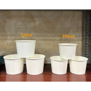 50 cái chén giấy 390ml + nắp PS (nắp hơi lỏng)