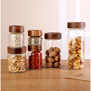  Hũ Lọ thuỷ tinh nắp gỗ có gai VẶN kín khí  CAO CẤP  lọ thuỷ tinh đựng gia vị đồ khô thiết kế đẹp mắt và sang trọng 