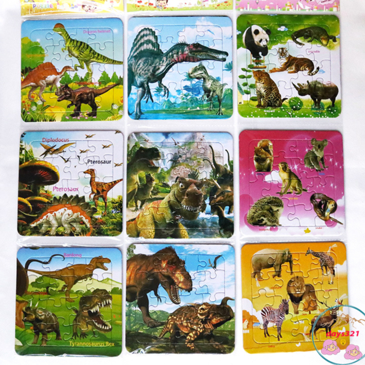 Tranh ghép hình cho bé bằng gỗ trí tuệ 16 mảnh đủ mẫu hoạt hình - đồ chơi xếp hình