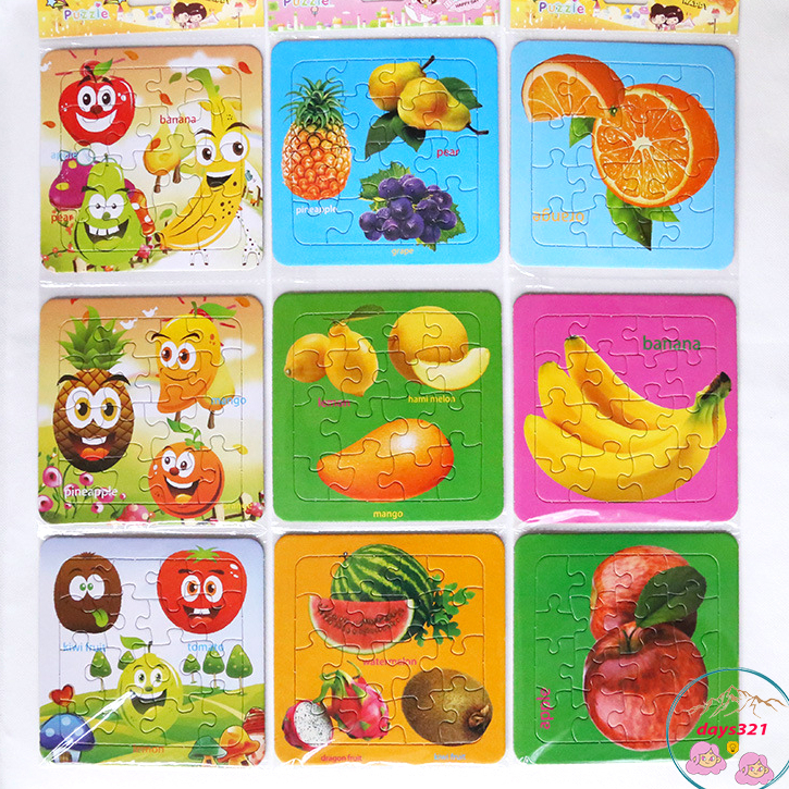 Tranh ghép hình cho bé bằng gỗ trí tuệ 16 mảnh đủ mẫu hoạt hình - đồ chơi xếp hình