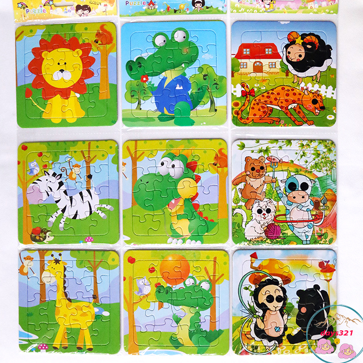 Tranh ghép hình cho bé bằng gỗ trí tuệ 16 mảnh đủ mẫu hoạt hình - đồ chơi xếp hình